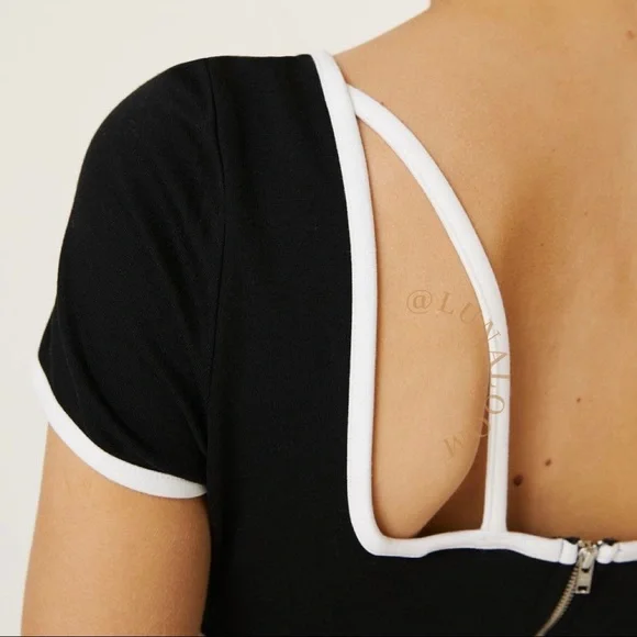 ✨2xHP✨ Anthropologie Maeve 🆕| Sweetheart Ponte Cropped Cutout Top. - Picture 3 of 7